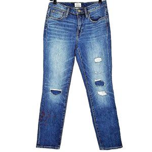 J Crew Slim Broken In Boyfriend Ankle Jeans Size 26 Mid Rise Distressed Stretch